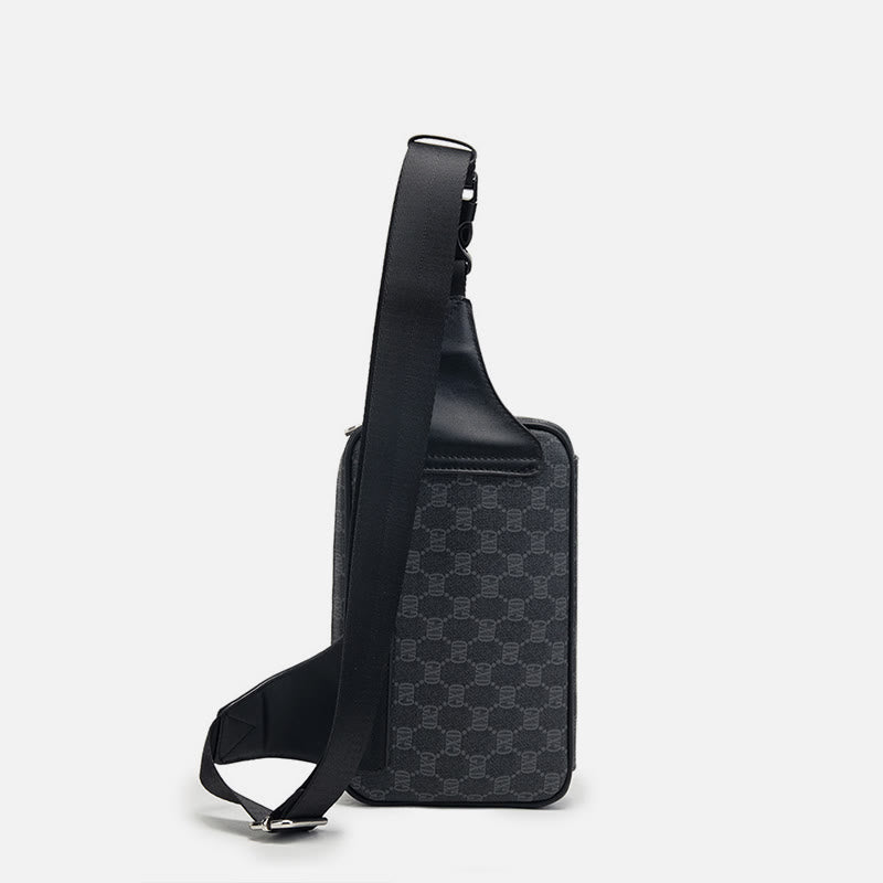 Schultertasche für Herren, Vintage, leicht, Umhängerucksack mit Monogramm-Print