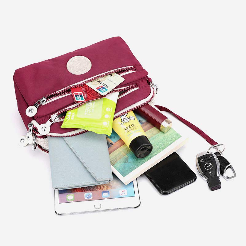 Leichte Handtasche aus Nylon mit mehreren Taschen, kleine Umhängetasche