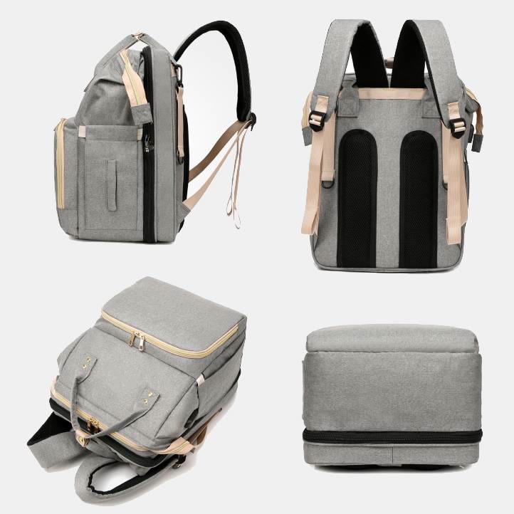 Wickeltasche, tragbarer Reiserucksack mit Wickelunterlage, USB-Aufladung 