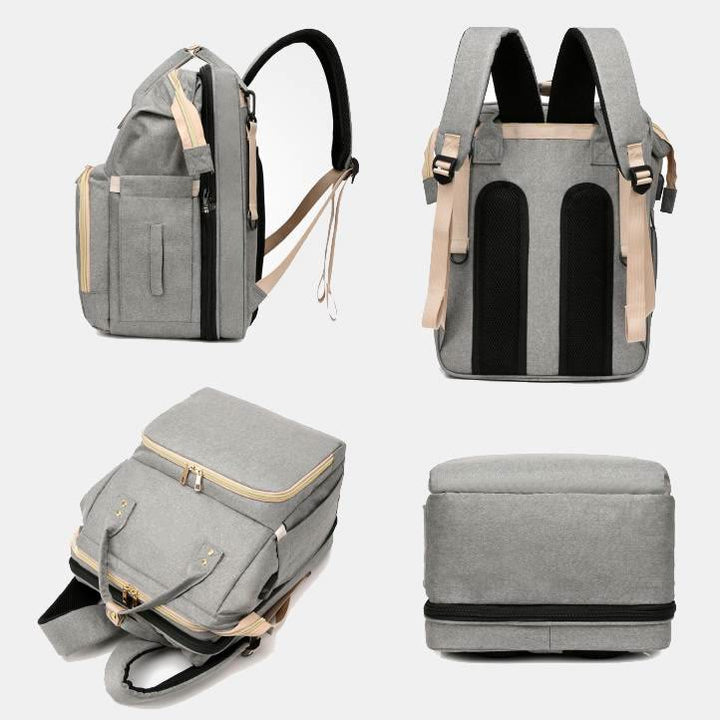 Wickeltasche, tragbarer Reiserucksack mit Wickelunterlage, USB-Aufladung 