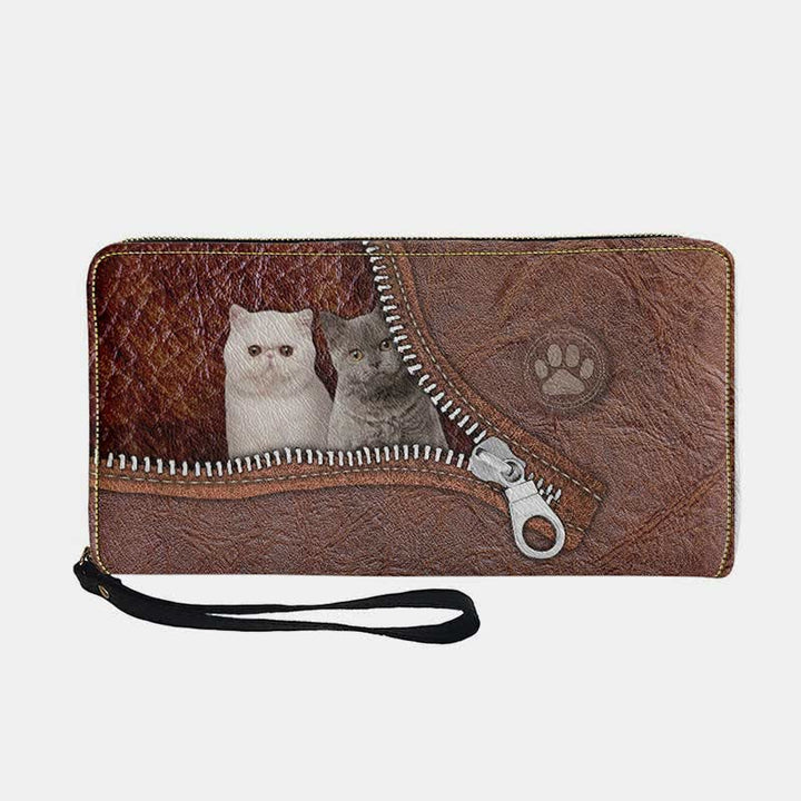 Süße Geldbörse für Damen, großes Fassungsvermögen, mit Rundum-Reißverschluss, Clutch