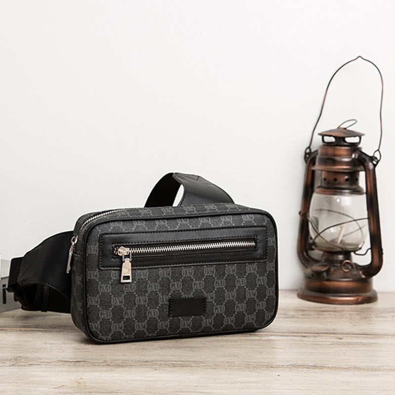 Schultertasche für Herren, Vintage, leicht, Umhängerucksack mit Monogramm-Print