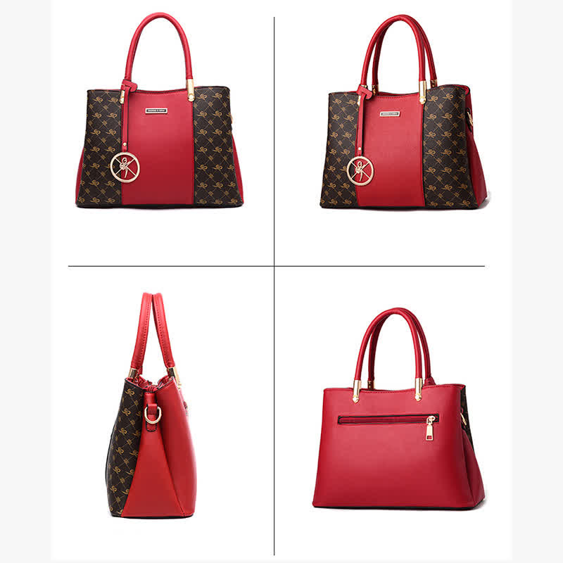 Umhängetasche mit drei Fächern, Schultertasche, Handtasche für Damen