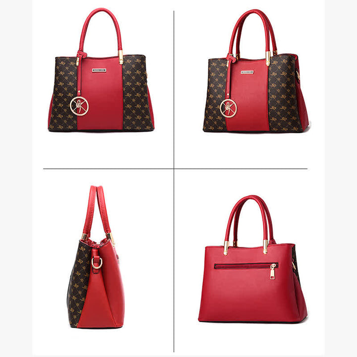 Umhängetasche mit drei Fächern, Schultertasche, Handtasche für Damen