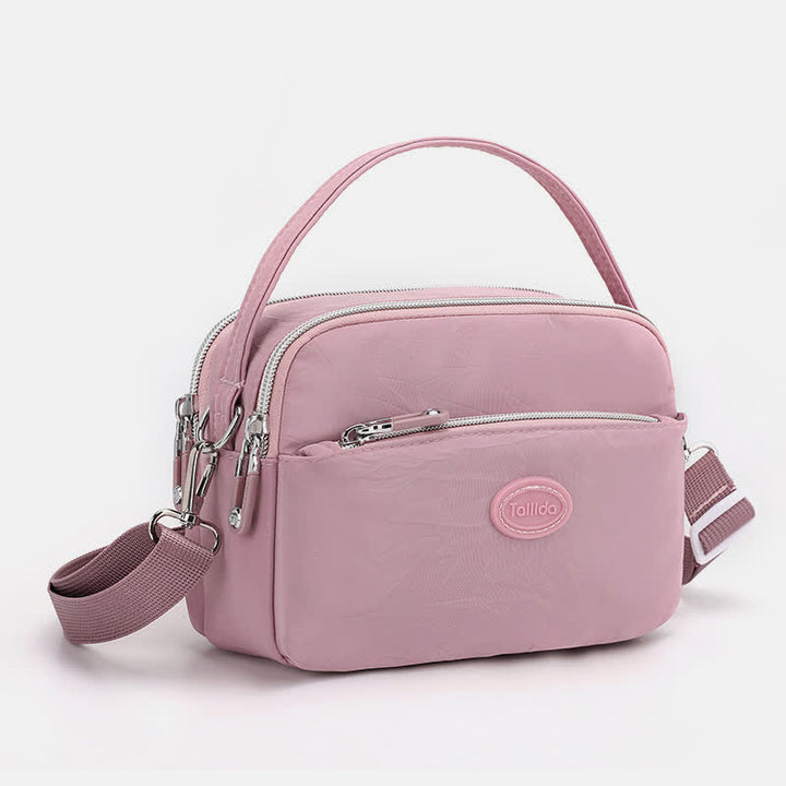 Umhängetasche für Damen, Schultertasche mit Dreifach-Reißverschluss, lässige Nylon-Geldbörse