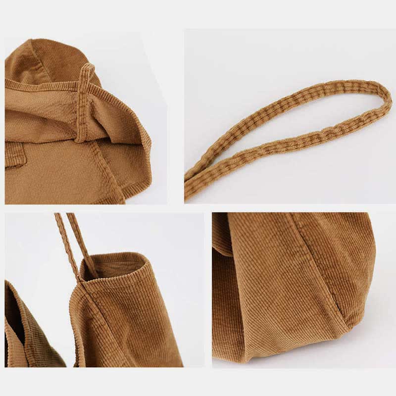 Extra große Cord-Tragetasche, lässige Einkaufstasche, Schulterhandtasche
