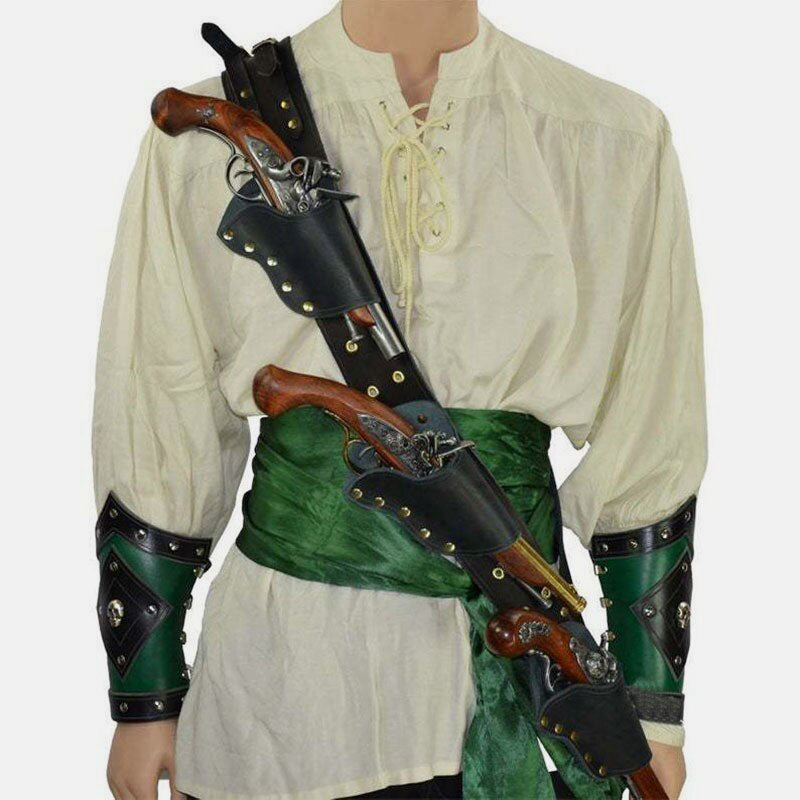 Mittelalterliche Piraten-Steinschlossholster-Schultertasche mit verstellbarem Riemen für LARP-Cosplay