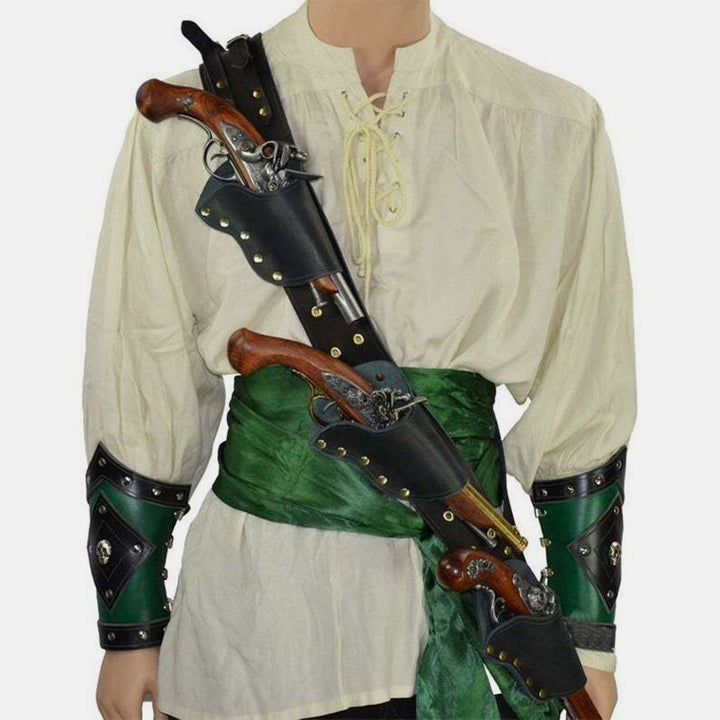 Mittelalterliche Piraten-Steinschlossholster-Schultertasche mit verstellbarem Riemen für LARP-Cosplay
