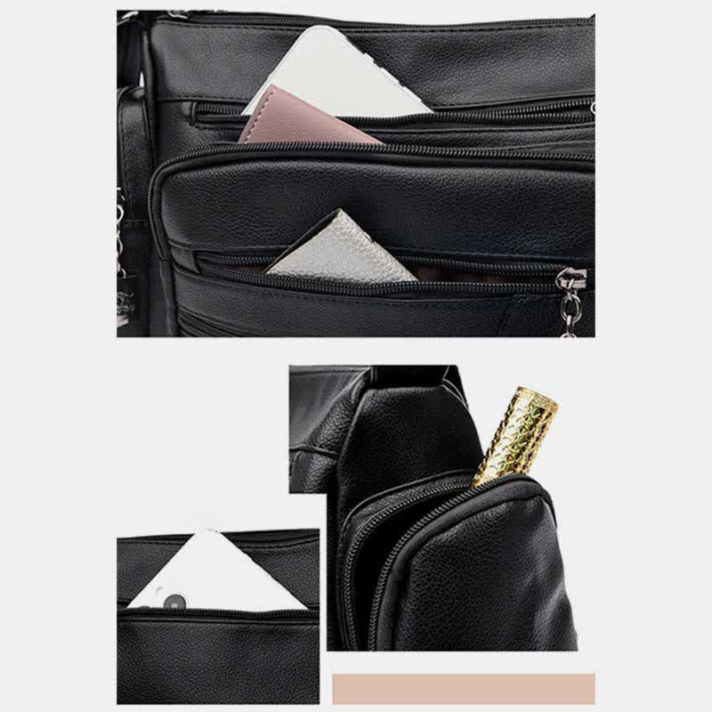 Umhängetasche aus Leder mit schweren Taschen und großer Kapazität, Tagesrucksack, Schultertasche
