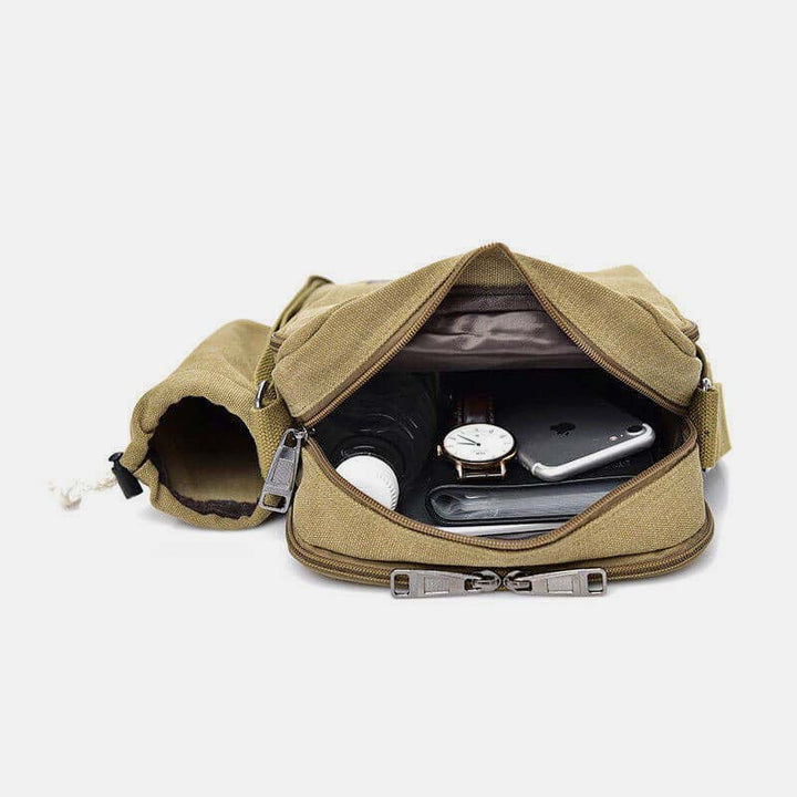 Vintage Canvas Crossbody Tasche für Herren Multifunktionaler Tagesrucksack Schultertasche