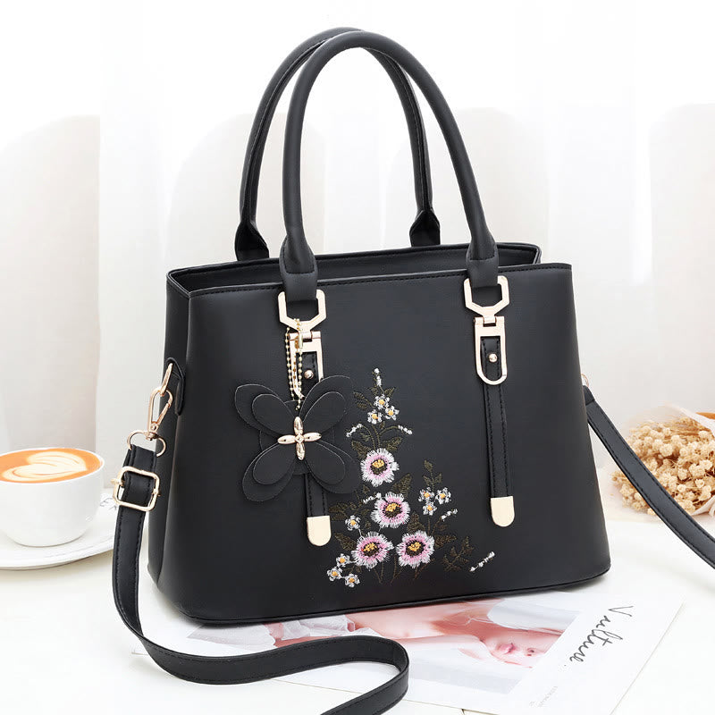 Florale vegane Ledergeldbörse für Ausflüge, elegante Umhängetasche für Damen