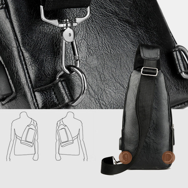 Wasserdichte Schultertasche mit Diebstahlschutz und USB-Aufladung