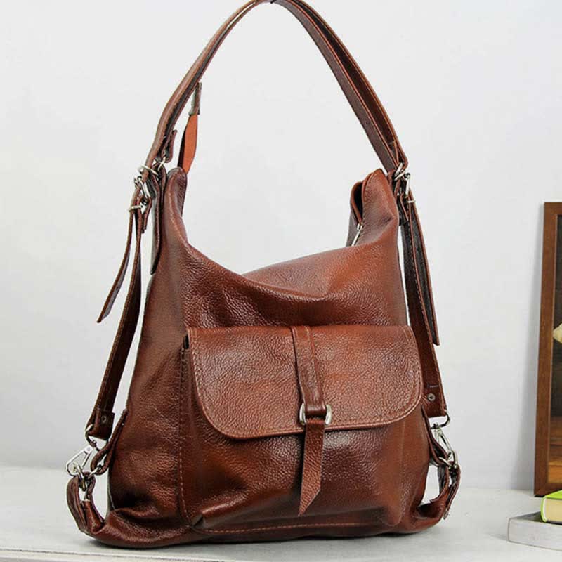 2-in-1-Leder-Tragerucksack, Umhängetasche, Retro-Reise-Tagesrucksack