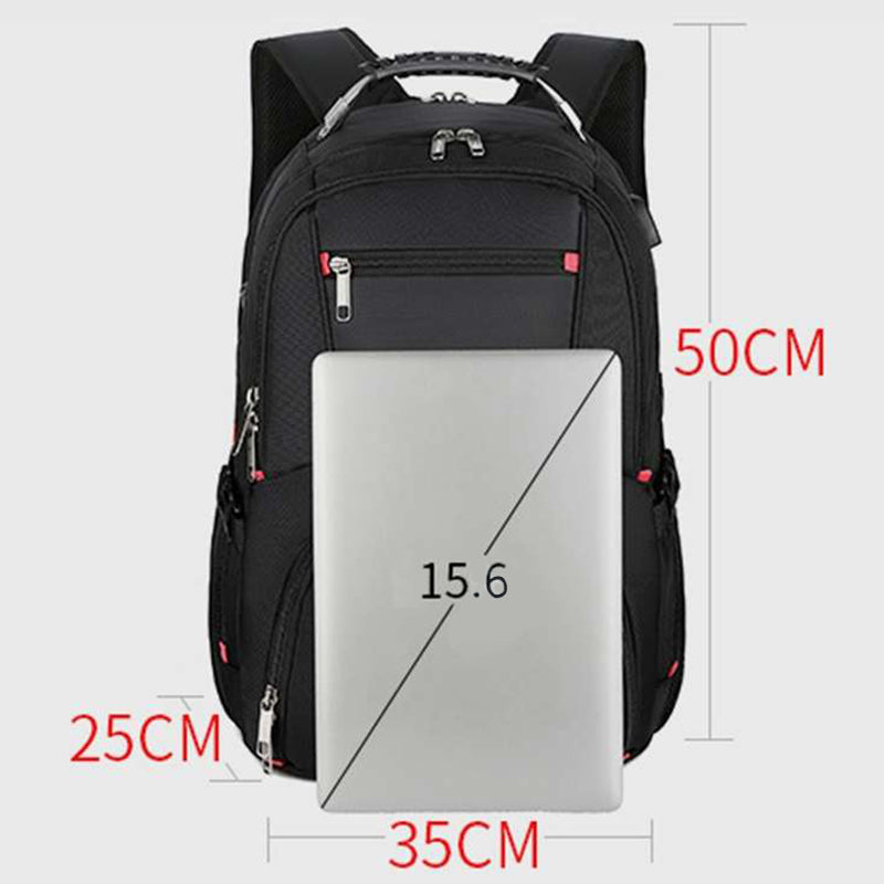 Extragroßer Business-Laptop-Rucksack mit mehreren Taschen und USB-Ladegerät
