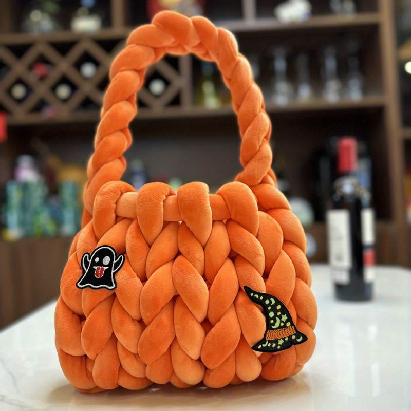 Weihnachtsfussel-Handtasche, süße Weihnachts-Schultertasche aus gedrehtem Korn