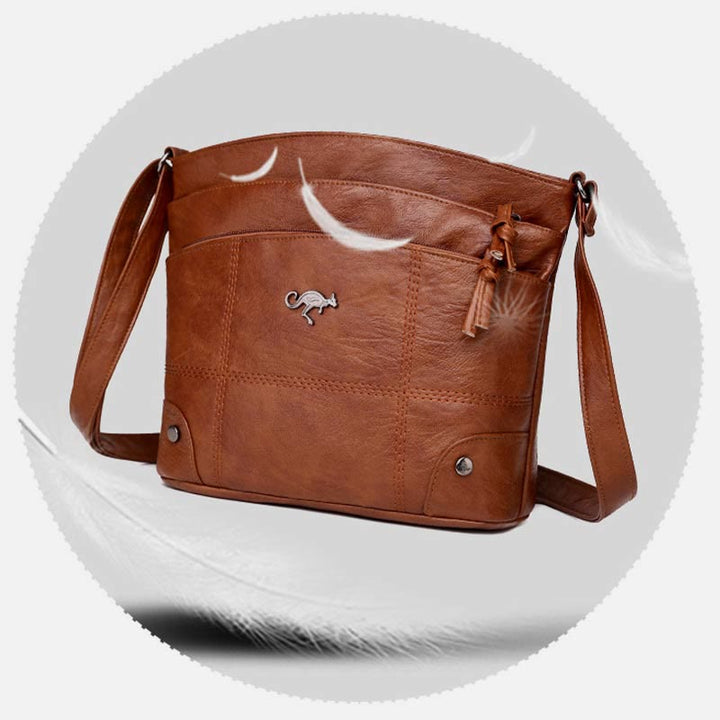 Minimalistische Kunstleder Geldbörse Dreilagig Vintage Damen Umhängetasche