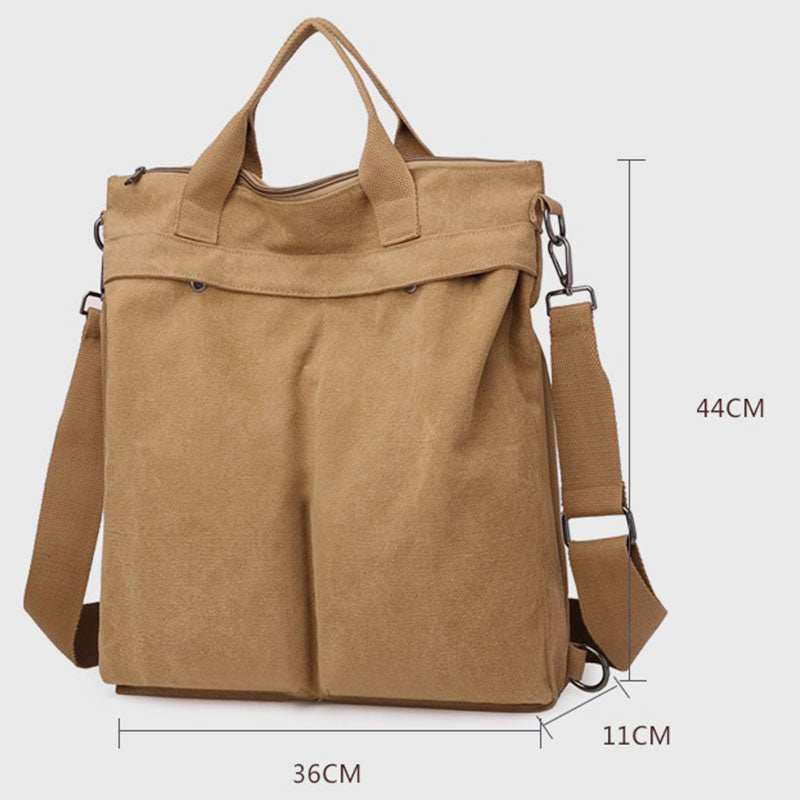 Multifunktionale Canvas-Handtasche mit großem Fassungsvermögen, Rucksack für Damen und Herren, Umhängetasche