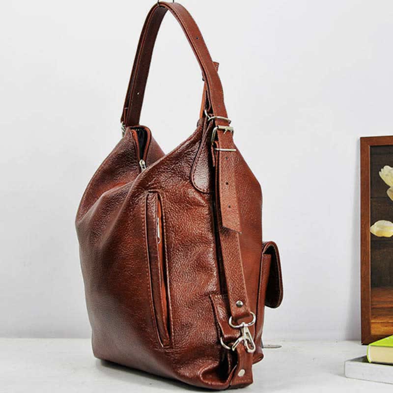 2-in-1-Leder-Tragerucksack, Umhängetasche, Retro-Reise-Tagesrucksack