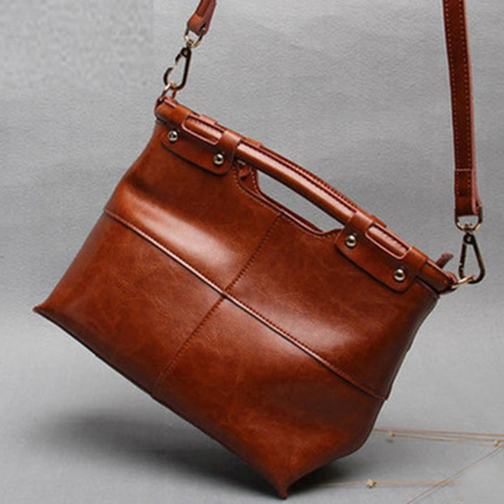 Top-Griff-Tasche für Damen, genietete Umhängetasche aus Rindsleder