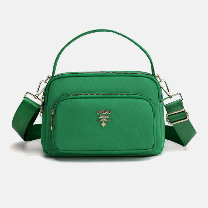 Umhängetasche mit Dreifach-Reißverschluss für Damen, wasserdichte, leichte Schulterhandtasche aus Nylon