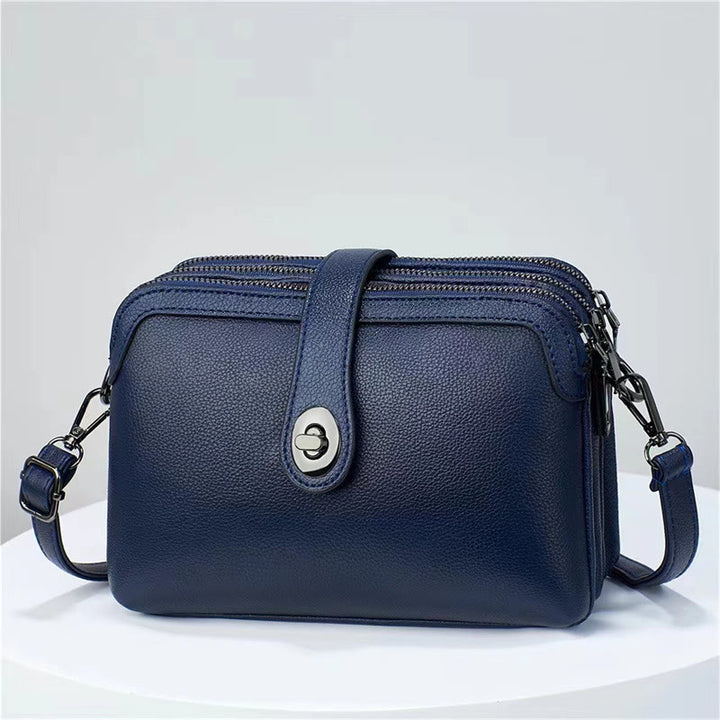 Ledertasche mit drei Fächern für Damen, große Kapazität, karierte Tasche