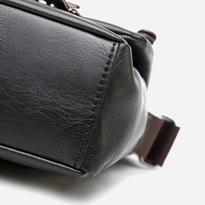 Messenger Bag für Herren, wasserdichte Schultertasche aus PU mit aufgesetzter Klappe
