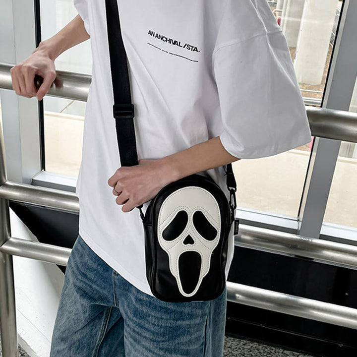 Umhängetasche für Partys, lustiges Geister-/Totenkopf-Muster, Lederpaket