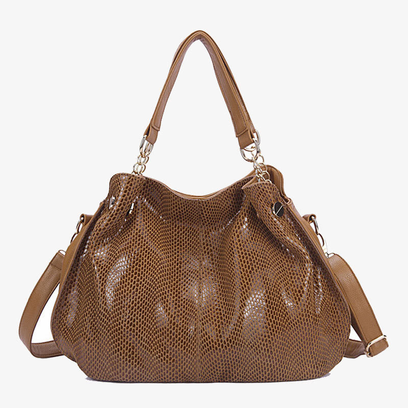 Glänzende Schlangenhaut-Grain-Tasche für Damen aus echtem Leder
