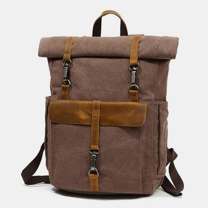 Unisex Canvas Leder Wandern Reise Rucksack Rucksack Schultasche Daypack