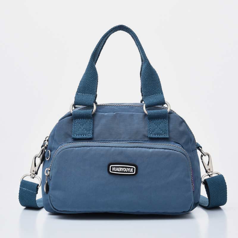 Handtasche für Damen, lila, Nylon, leicht, Einkaufstasche mit Reißverschluss