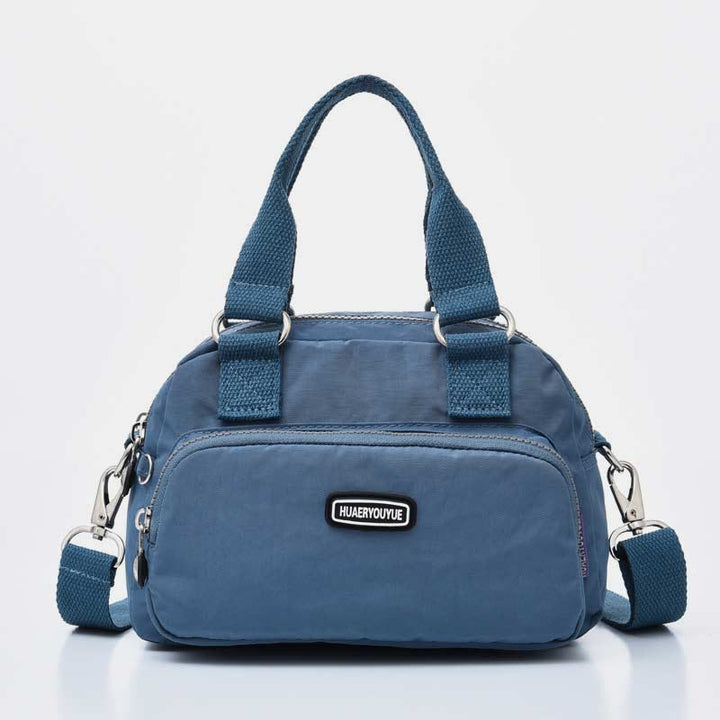 Handtasche für Damen, lila, Nylon, leicht, Einkaufstasche mit Reißverschluss