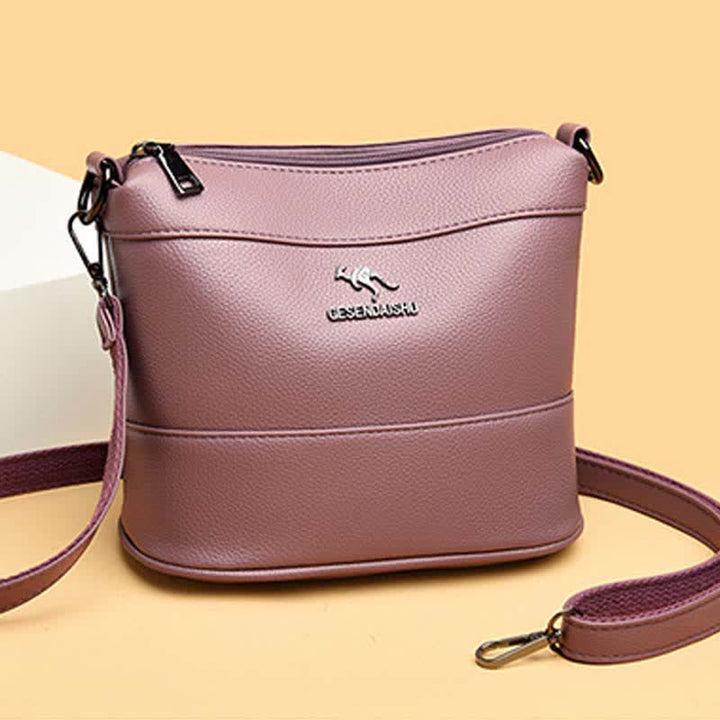 Leder-Beuteltasche für Damen, kleine Umhängetasche mit Crossbody-Gurt