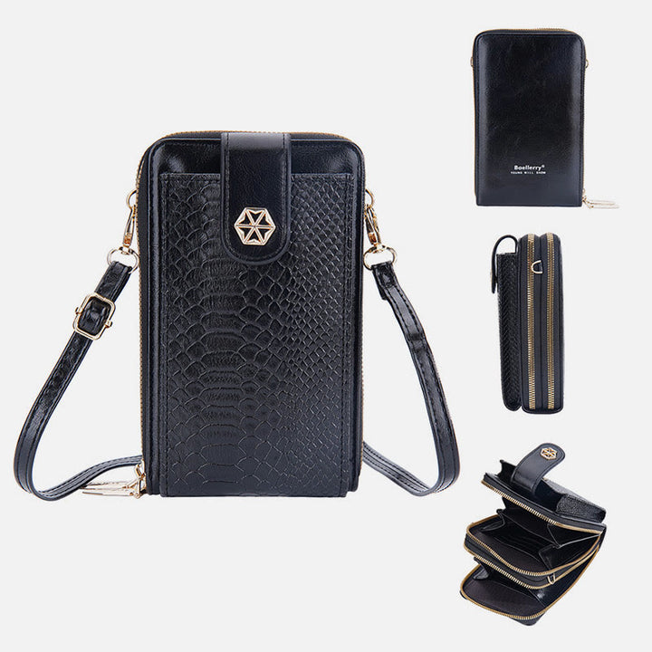Solide Schlangenhaut-Grain-Telefontasche für Frauen Elegante Crossbody-Geldbörse
