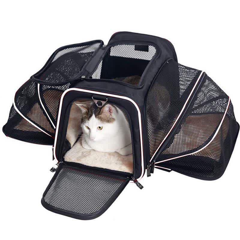 Erweiterbare Haustiertragetasche, tragbare, weiche Reisetasche für Haustiere mit belüftetem Design