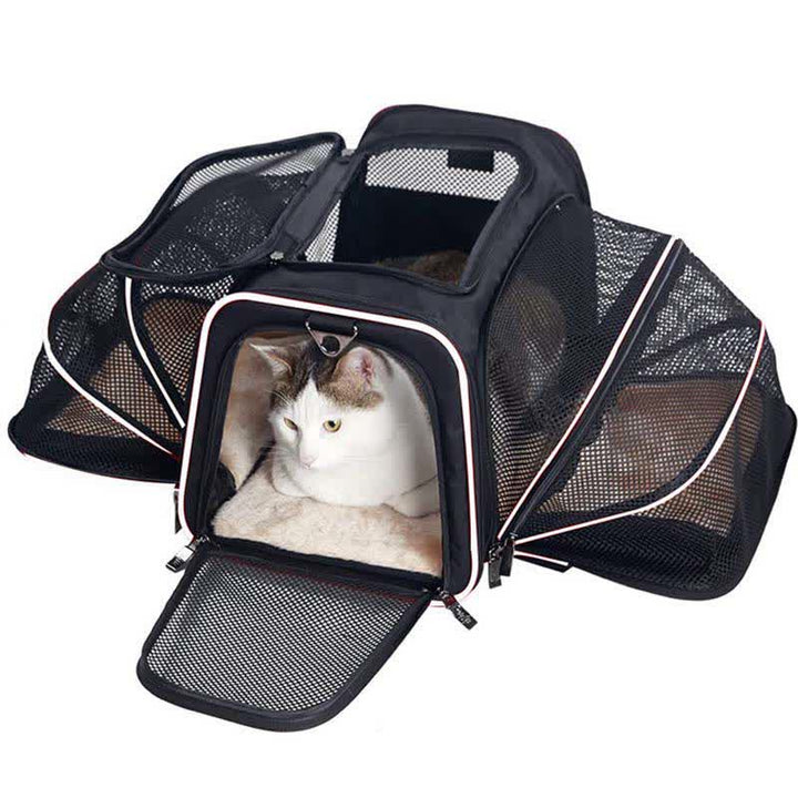 Erweiterbare Haustiertragetasche, tragbare, weiche Reisetasche für Haustiere mit belüftetem Design