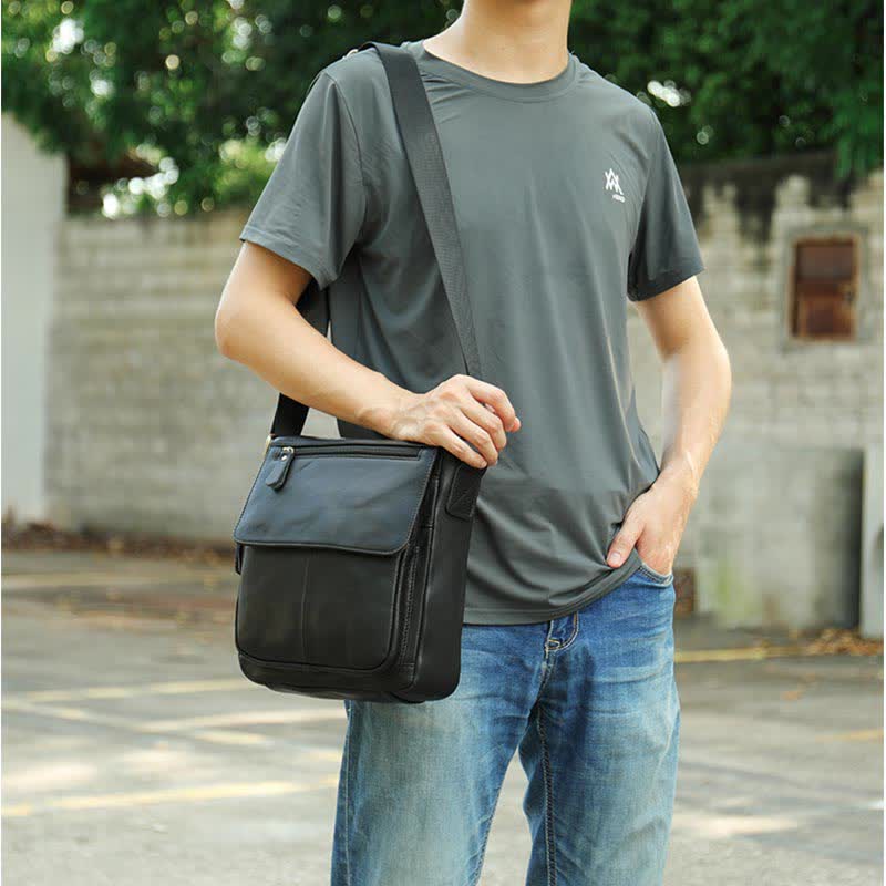 Herren Umhängetasche Echtes Leder Kleine Messenger Bag Crossbody Bag