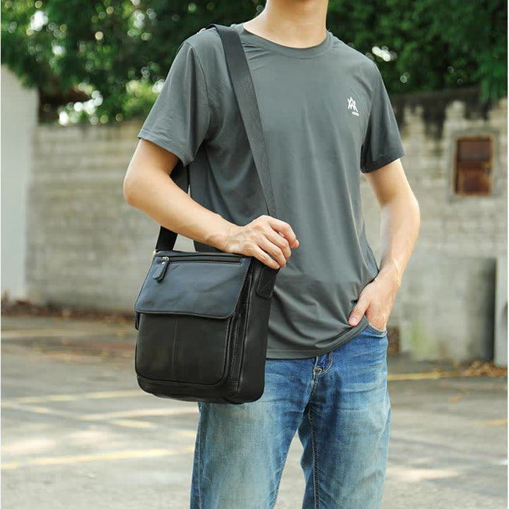 Herren Umhängetasche Echtes Leder Kleine Messenger Bag Crossbody Bag