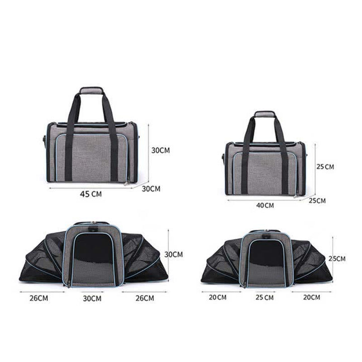 Erweiterbare Haustiertragetasche, tragbare, weiche Reisetasche für Haustiere mit belüftetem Design