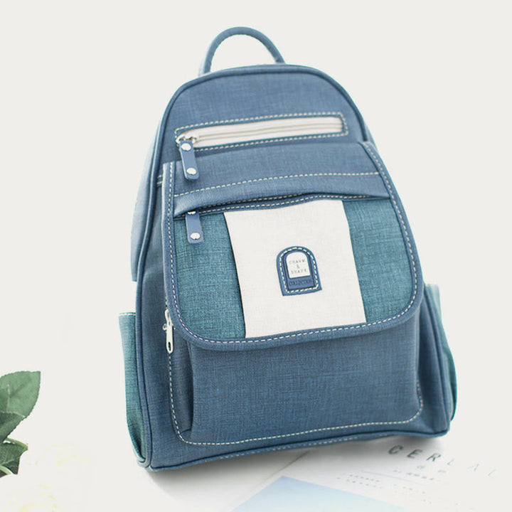 Schultertasche mit Reißverschluss für Damen, Retro, schlichter multifunktionaler Rucksack