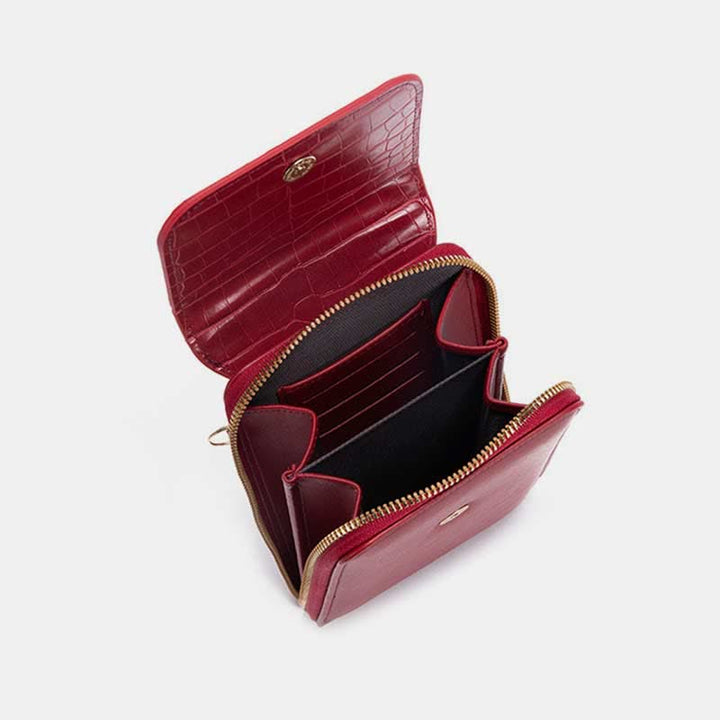 Schlanke, leichte Umhängetasche aus Leder für Damen, Handytasche, Kreditkartenhalter