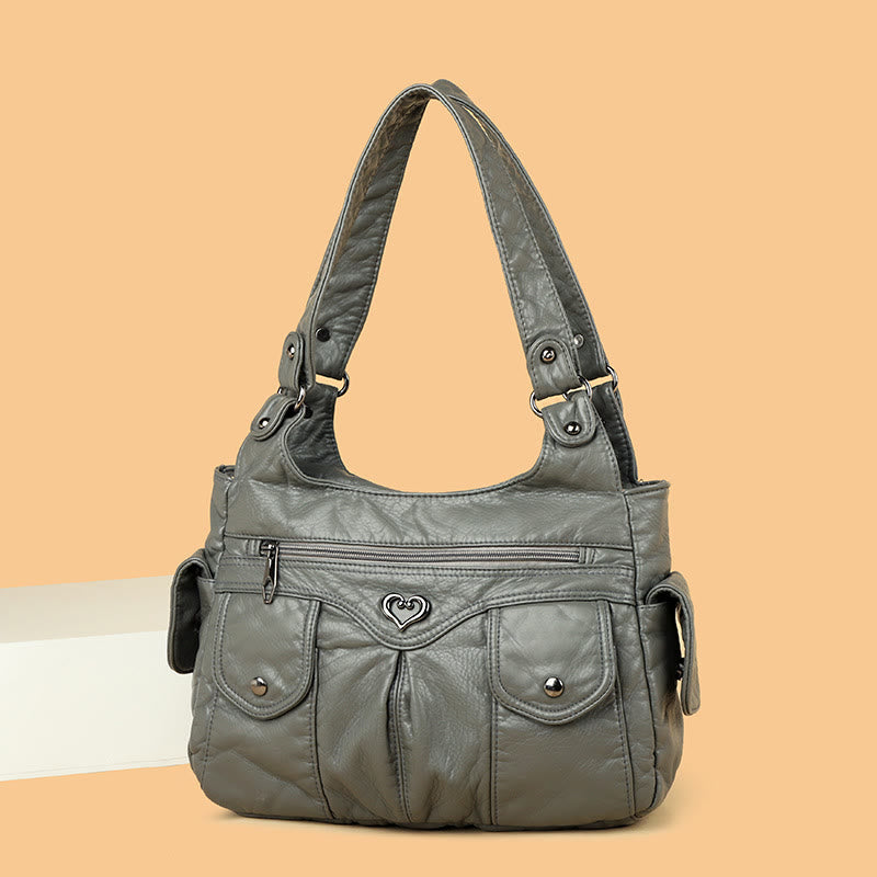 Klassische Tragetasche fürs Büro, leichte Schultertasche aus weichem Leder