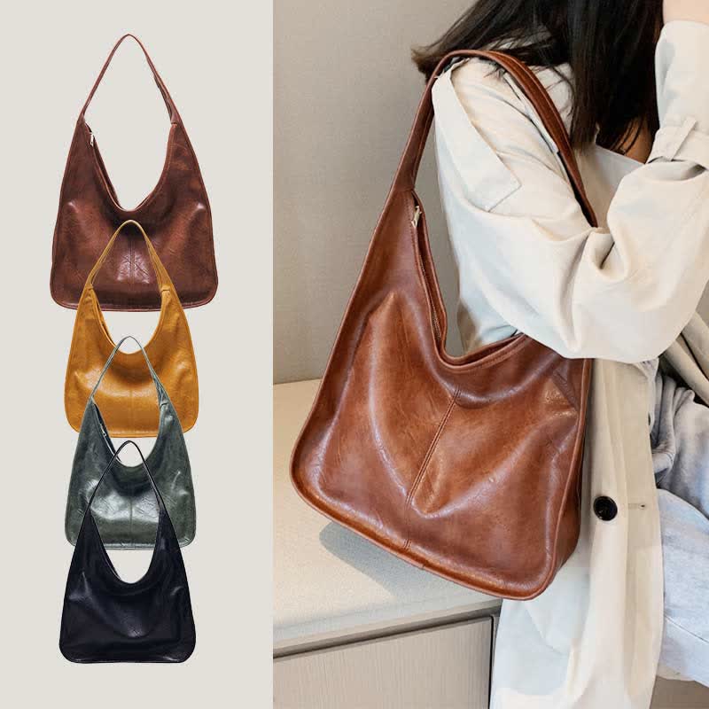 Hobo-Geldbörse, Handtasche für Damen, weiches Leder, Schultertasche mit Griff oben