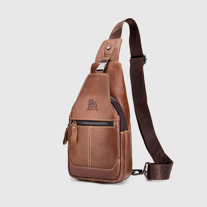 Schultertasche im Vintage-Stil mit mehreren Taschen und Kopfhöreranschluss
