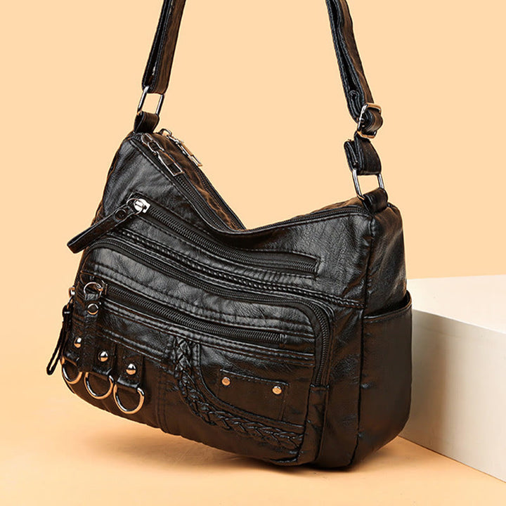 Umhängetasche für Damen, Twist-Muster, mehrere Taschen, Ledergeldbörse