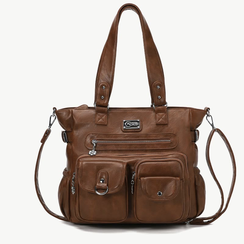 Große Umhängetasche für Damen mit mehreren Taschen und zwei Verwendungsmöglichkeiten