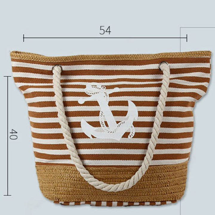 Tragetasche für Damen, großes Fassungsvermögen, gestreift, Strandtasche, Umhängetasche