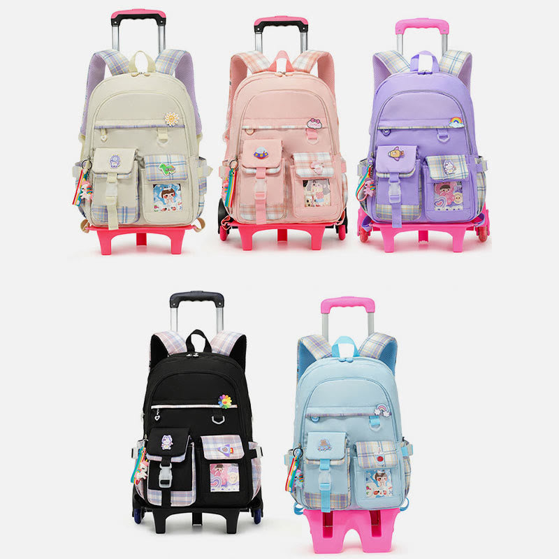 Schulrucksack für Kinder mit süßem Muster und Rollen
