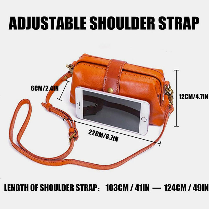Retro-Handtasche aus echtem Leder mit einzigartiger Öffnung