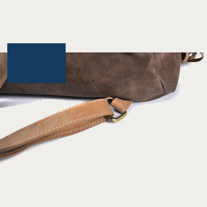 Rucksack für Damen im ethnischen Stil mit Druck und Quaste, Tagesrucksack aus Leder