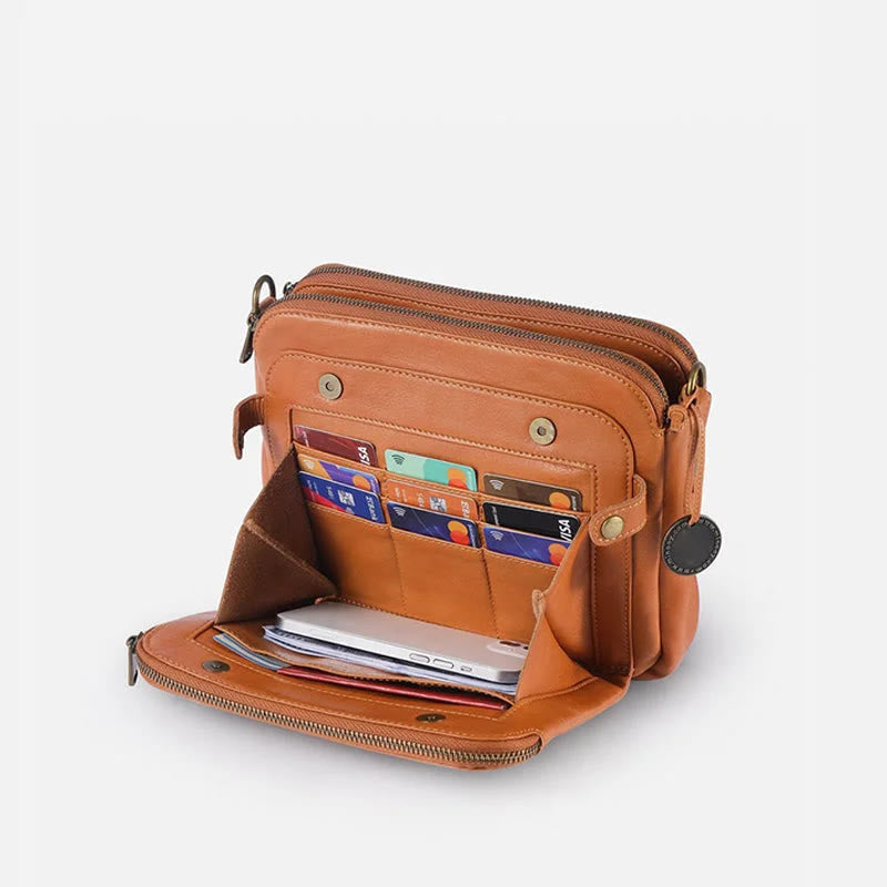 Vintage Dreilagige Umhängetasche aus Leder für Damen